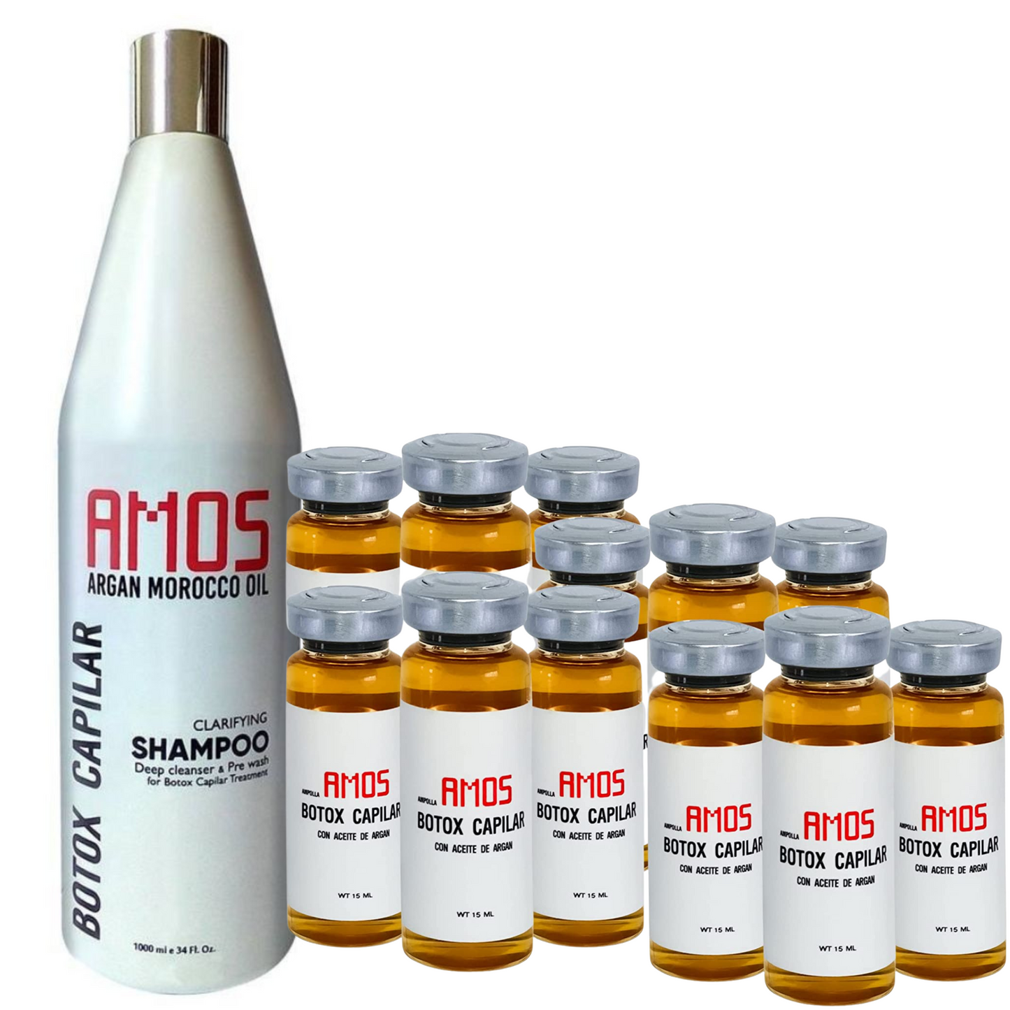 SHAMPOO 32 OZ Y CAJA DE 12 BOTOX CAPILAR