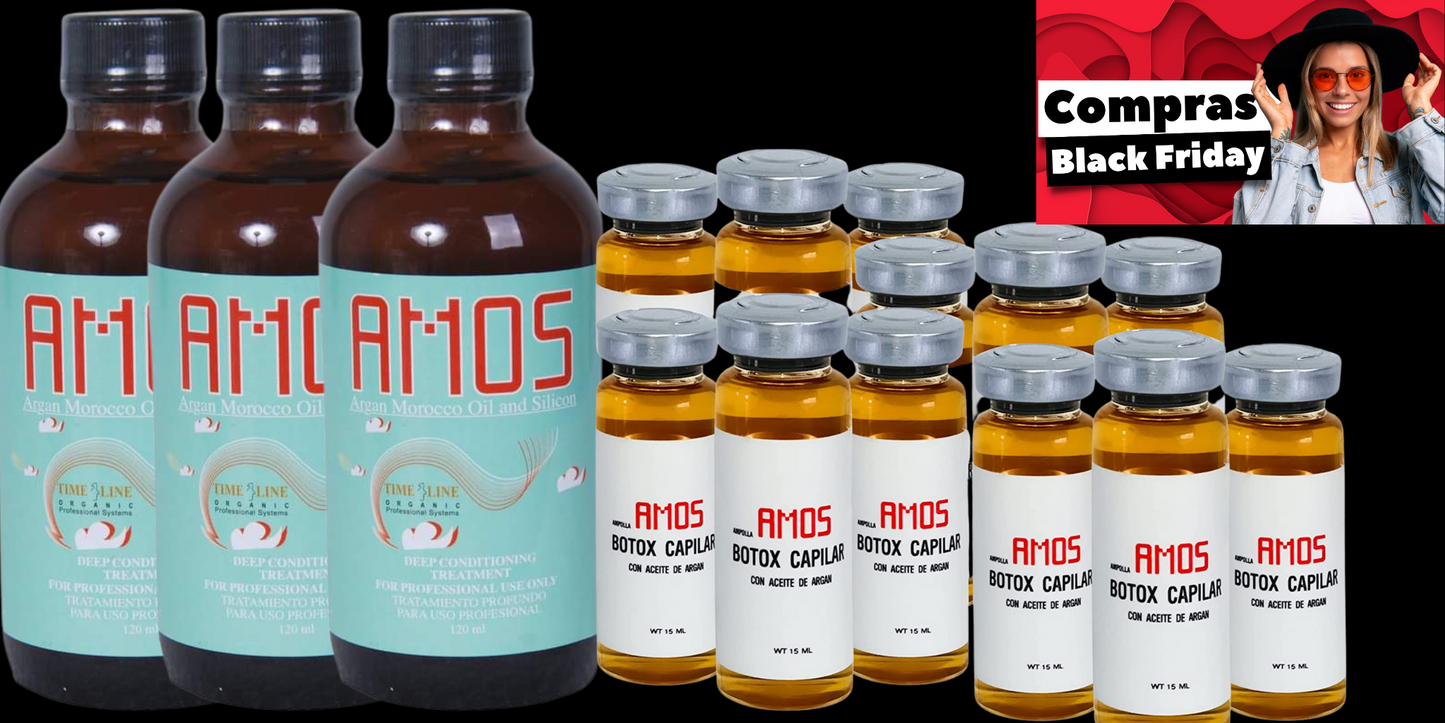 Aceite de Argan 3 unid y 12 ampollas Botox Capilar