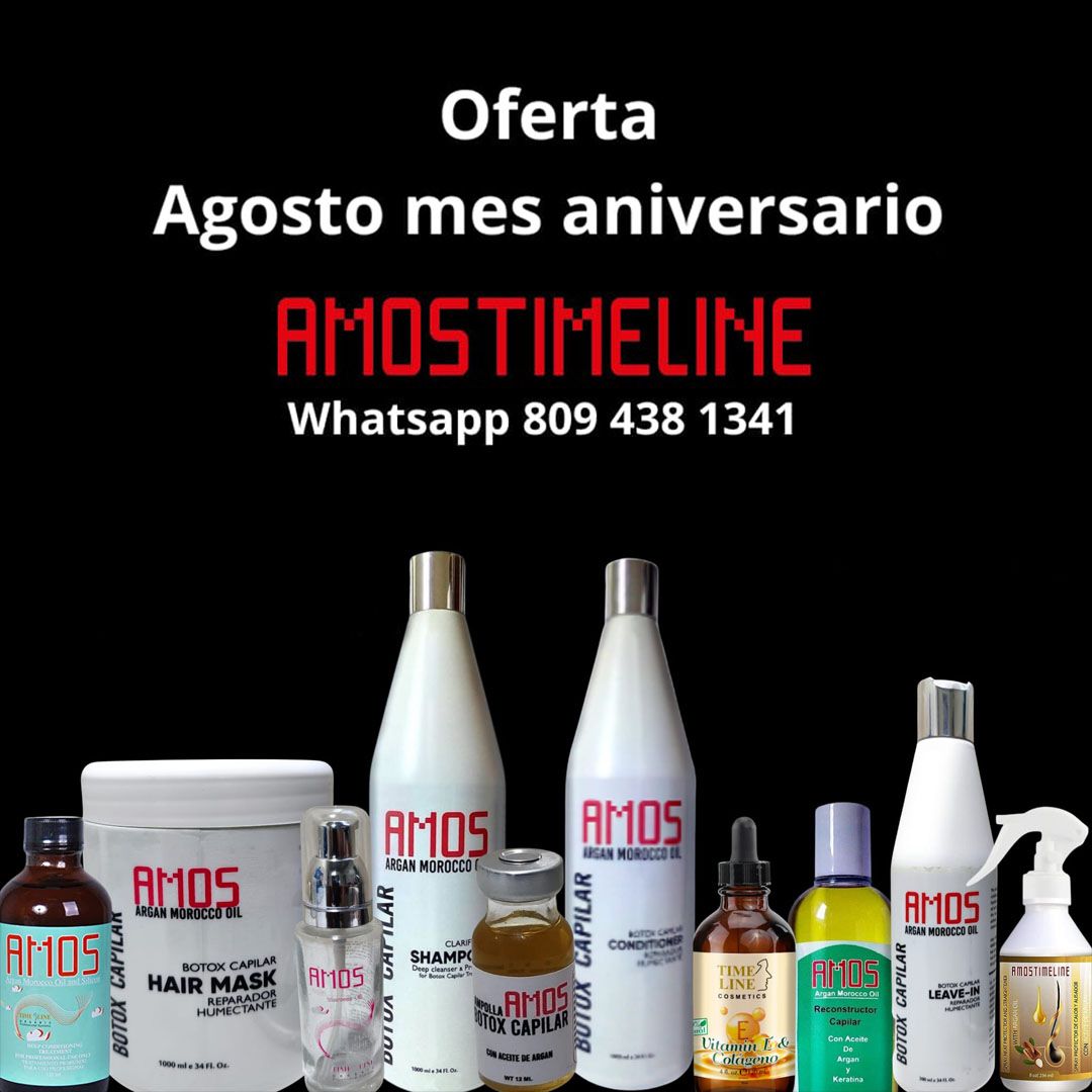 Oferta mes aniversario amostimeline  kit de 10 productos con lo mejor de aceite de argan y botox capilar